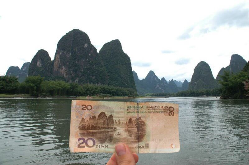 Guangxi Provincie: Li rivier op het 20RMB briefje