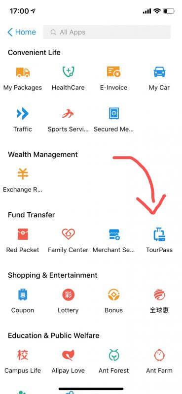 Betalen met Alipay - Zoek de TourPass